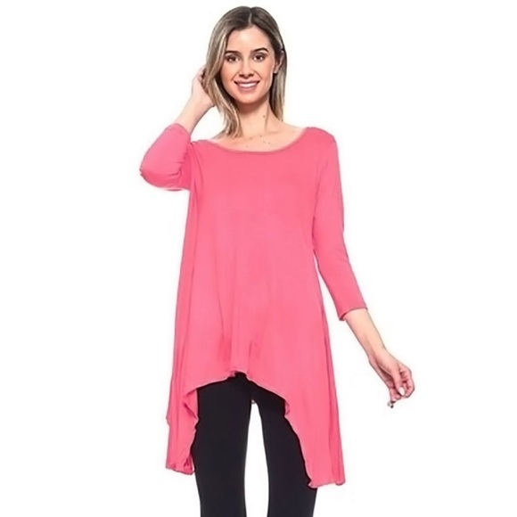 NWT Chic Asymmetrical Hemline Light Pink Tunic Top Size S - Picture 2 of 6